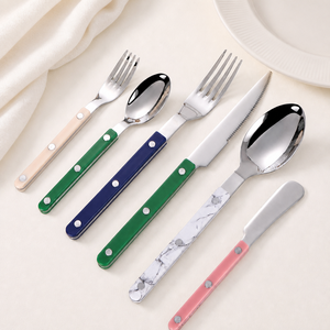 Juego de Cubiertos de Alta Calidad Estilo Bistro Francés, Cuchara, Tenedor, Cuchillo para Mantequilla, Mango Remachado de ABS, Acero Inoxidable 304 - Product Image 3