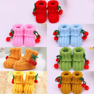 Commercio all'ingrosso uncinetto filato di lana in <span class=keywords><strong>maglia</strong></span> scarpe per <span class=keywords><strong>neonato</strong></span> bambino floreale traspirante maglieria calzini calzature - Product Image 5