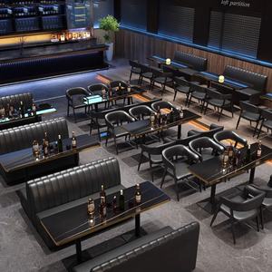 现代复古透明真皮吧台壁桌椅组合俱乐部沙发甜点奶茶火锅烧烤休闲木质 - Product Image 2