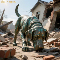 Statues de chien d'animaux en fonte de laiton publiques extérieures, sculptures de chien en cuivre coulé, sculptures d'animaux en bronze