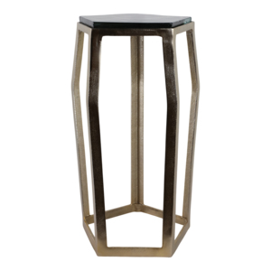 Tavolino d'Appoggio in Marmo con Piano Pentagonale, Struttura Sottile e Finitura Dorata per Piccoli Spazi, Arredamento Casa - Product Image 4