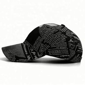 <b>Hats</b> Men and Women Spring Summer Fashion Retro Newspaper Baseball Cap Korean Outdoor Sports Sun Protection Cap - Product Image 2