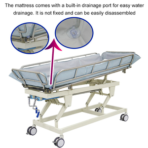 <span class=keywords><strong>Chariot</strong></span> de <span class=keywords><strong>douche</strong></span> hydraulique manuel pour personnes handicapées, <span class=keywords><strong>lit</strong></span> de bain médical en acier inoxydable pour hôpital avec système de drainage - Product Image 3