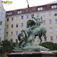 Statue Antique en Bronze vert de taille personnalisée St George slayer the Dragon Sculpture
