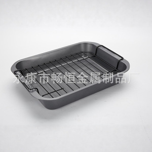Rectangular <b>Baking</b> Pan With <b>Rack</b> 37.5x28x6.5cm Oven Safe For Family <b>Baking</b> - Product Image 1