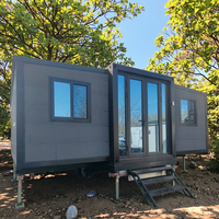 JUJIU Maison conteneur pliable et extensible avec roues Petite maison avec salle de bain et cuisine