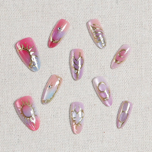 Fairy Moonlight – faux ongles à effet miroir vintage, en forme d'amande, 30 pièces, faux ongles en strass résistants pour manucure DIY à la mode - Product Image 5
