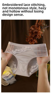 Braguitas de Cintura Media <span class=keywords><strong>para</strong></span> Chicas Curvilíneas, Talla Grande, Lencería Ligera de Lujo, Encaje Sexy, Malla Transparente, 100.00 kg - Product Image 3