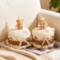 Peluche Ours Gâteau Personnalisé, Jouet en Peluche Doux, Poupée Dessin Animé, Adorable Oreiller Ours Dessert pour Cadeau d'Anniversaire et Ornement Décoratif