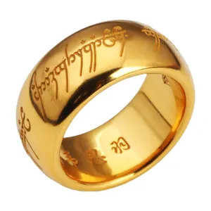 Anillo chapado en oro para hombre El Señor de los anillos atemporal Diseño de moda personalizado Plata de Ley 925 Hip Hop El Señor de los anillos