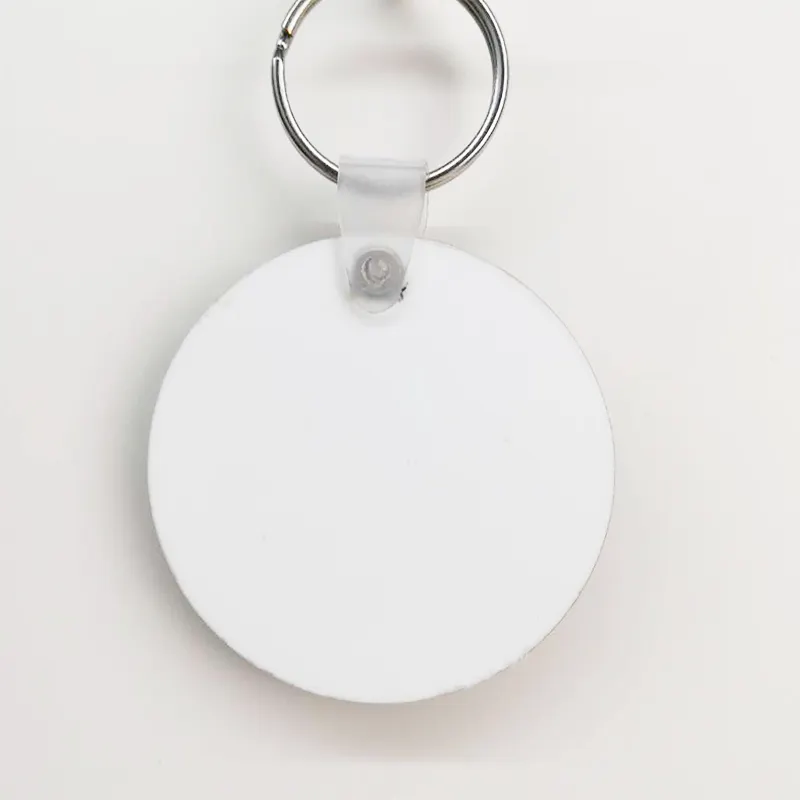 Round sublimation key holder blank wooden custom key ring double sided keychain