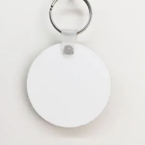 Round sublimation key holder blank wooden custom key ring double sided keychain