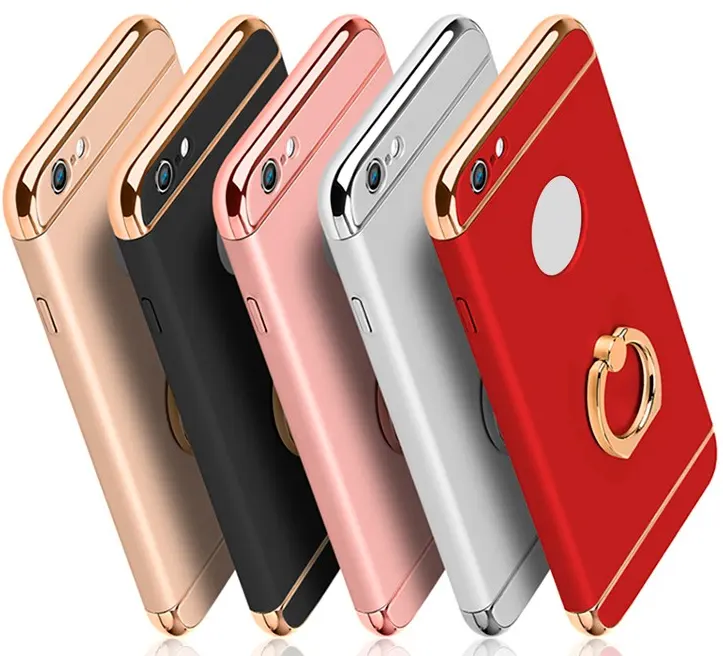 Funda trasera rígida híbrida de PC Ultra delgada, soporte de anillo de Metal, soporte de apoyo para iPhone 6 S 6 S 7 8X5, accesorios para móviles iPhone 8