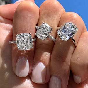 Anillo de Compromiso de Diamante Natural con Corte Cojín para Mujer F1329, Estilo Clásico, Joyería Solitaria - Product Image 1