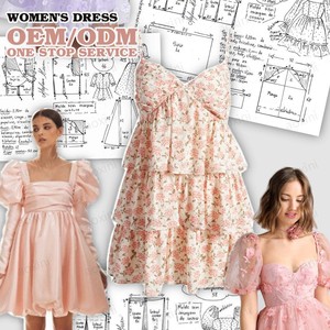 Vestidos Casuales <span class=keywords><strong>de</strong></span> Mujer, Mini, Estilo Francés, Elegantes, con Estampado Floral Pastel, <span class=keywords><strong>de</strong></span> Algodón Personalizado <span class=keywords><strong>de</strong></span> Alta Calidad - Product Image 4