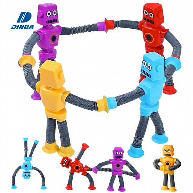 Telescopic Tube Toy Suction Cup Robot, Coolest Pop Tubes Sensory Toys for Toddlers Educational Fidget Toys Party Favors for Kids