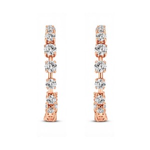 Pendientes de Aro con Diamantes Redondos Creados en Laboratorio para Mujer, Color VVS VS EF, Plata de Ley 925, Oro de 10KT 14KT 18KT, Joyería Fina de Lujo - Product Image 3