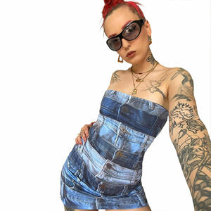 Nouvelle collection été 2023 robe <span class=keywords><strong>Tube</strong></span> Sexy et <span class=keywords><strong>Mature</strong></span>, sans manches, Mini robe à imprimé 3D - Product Image 3