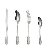 4PCS Royal Luxury Silver Gold Set de couverts en acier inoxydable de haute qualité pour restaurant hôtel mariage
