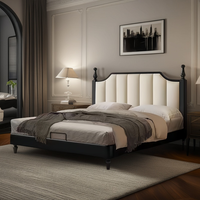 Cadre de lit capitonné vertical de luxe moderne, lit king-size rembourré, tête de lit cannelée de style français, lit double pour chambre principale