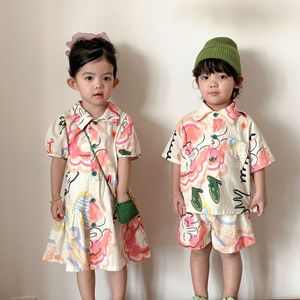 Ensembles 2 pièces imprimés pour enfants, collection été 2026, pour sœurs et frères, vente en gros - Product Image 1