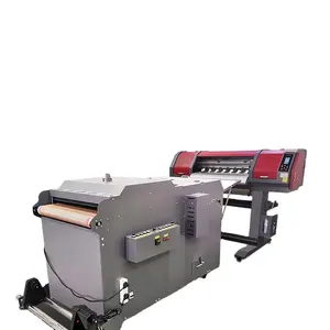 High speed factory direct sales DTF T-shirt printer with 2 heads i3200 printing width 60cm working with powder shaker