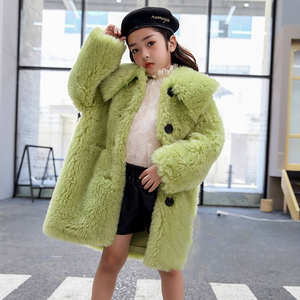 Warm Winter Kids <strong>Coat</strong> Cute Baby Girl Furry <strong>Coat</strong> <strong>Children</strong> Clothes Designer Knee Length Genuine Sheep <strong>Fur</strong> Kids Winter Jacket - Product Image 3