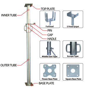 Étai de chantier robuste avec étai de soutènement réglable et étai de poteau offrant un soutien stable pour les coffrages et les échafaudages - Product Image 2