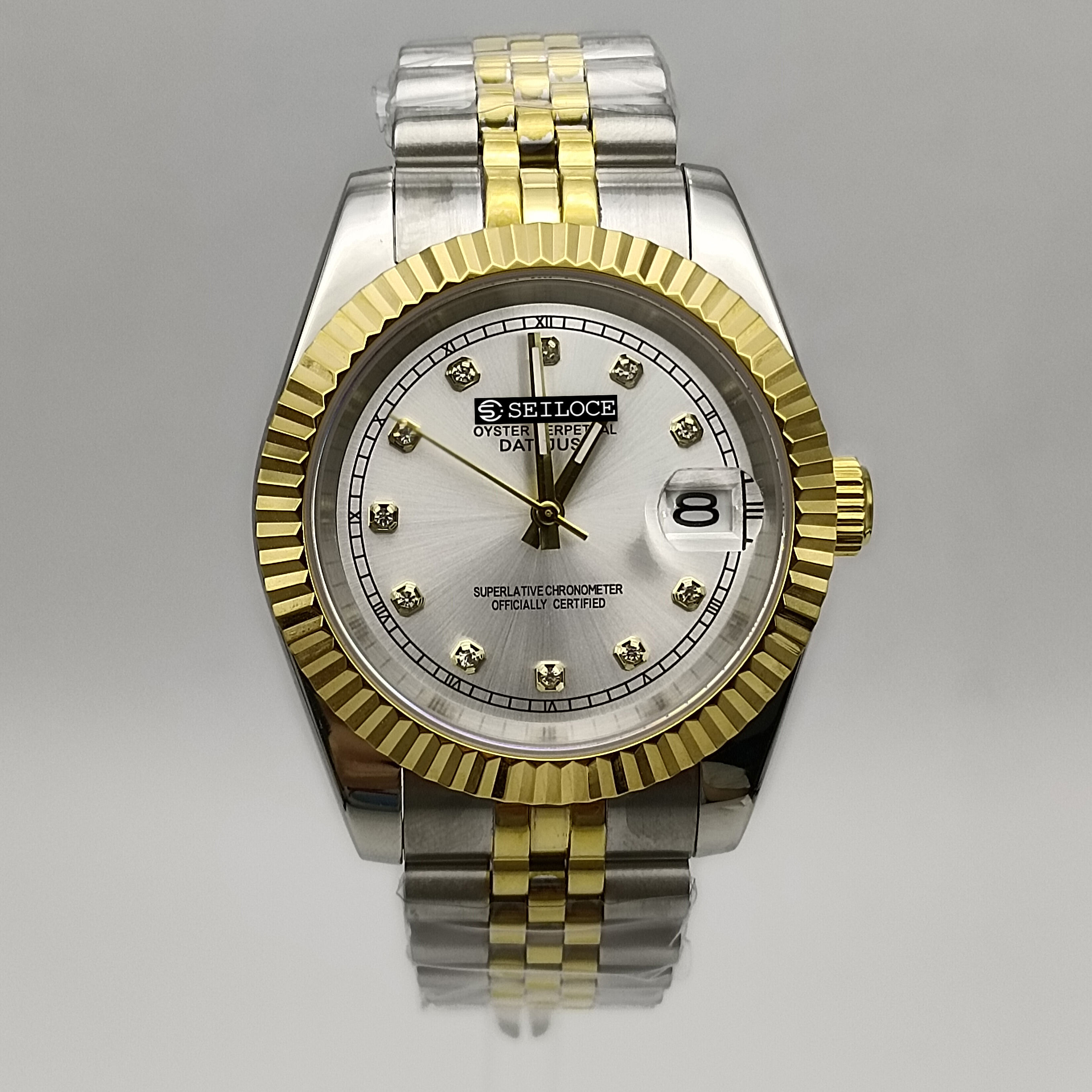 Gold Silver Case+White Dial