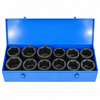 Jeu de douilles à chocs SAE Jumbo de 12 pièces, 1 pouce, de 2-1/8 à 3-1/2 pouces, 6 points, robustes, pour la réparation de camions et de machines