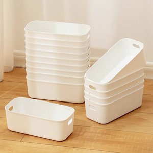 White Rectangle Plastic <b>Storage</b> Bins Stackable <b>Kitchen</b> Organization <b>Boxes</b> For Snacks Socks Minimalist Design - Product Image 3