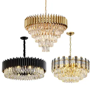 Indoor Lighting Chandilers Large Fixtures Home Lamps factory suppliers Gold crystal Chandeliers & Pendant Lights round indoor