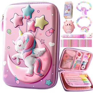 High Quality Kawaii Cartoon Cute Eva 3D Pencil Cases & Bags Custom Pen Case Stationery Box Hardtop For Girls Kids