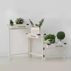 <b>Home</b> & Garden Wooden Flower Stand 3 Tier Foldable Freestanding Rectangle Plant Display Shelf for Living Room Balcony - Product Image 1