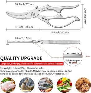 Ciseaux de cuisine robustes en acier inoxydable, compatibles lave-vaisselle, ciseaux à volaille, ciseaux à viande, ciseaux de cuisine pour poulet - Product Image 3