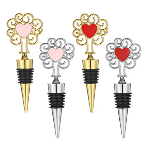 Bouchons de bouteille de vin en forme de cœur, en alliage de zinc, or, rouge, argent, rose, pour la conservation du vin, cadeau de fête - Product Image 4