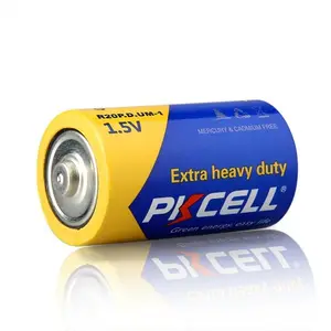 הנמכר ביותר PKCELL D גודל R20p 1.5v Um1 יבש סוללה R20 אבץ פחמן סוללה עבור פנס