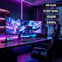 Monitor Curvo para Juegos de Alta Resolución de 49 Pulgadas R1500, Pantalla de Computadora de 5K 5120*1440 120Hz/240Hz 1MS para Videojuegos