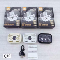 Personnalisation du logo, écouteurs sans fil 2-en-1 Q10 pour couple, écouteurs sportifs avec affichage LED de la batterie et réduction de bruit ENC