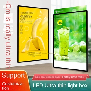 Boîte à lumière LED ultra-mince en alliage d'aluminium en verre trempé panneau d'affichage mural suspendu pour affiche lumineuse Menu Illustration - Product Image 2