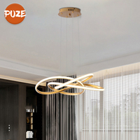Lustre LED sur mesure au design simple, cercle doré, moderne, pour salon et chambre à coucher