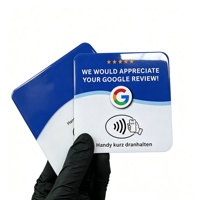 Wasserdichte Programmierbare NFC Google-Bewertungs-Geschenkkarte 13,56MHz PVC Acryl N213 Chip Modell 1K Byte Restaurant Tap-Aufkleber Platte