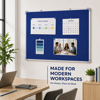 Tableau d'affichage mural en feutre bleu avec cadre en aluminium, panneau d'affichage pour bureau, école et maison