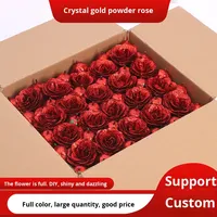 Kepala Bunga Mawar Buatan Glitter Grosir untuk Dekorasi Latar Foto Acara Pesta, Buket Hadiah Hari Valentine