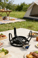 Réchaud à gaz GPL portable à brûleur unique, avec aspiration d'air complète, bouton rotatif, base en fonte haute, coupe-vent et protection contre l'extinction de la flamme, pour usage domestique