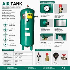 Tanque Receptor de Aire Industrial de Acero al Carbono 8 bar 700L, Recipiente de Almacenamiento de Gas para Compresor de Aire de Tornillo, Precio de Fábrica - Product Image 6