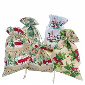 Cordon de serrage en lin imprimé écologique en gros pour l'emballage textile de sacs cadeaux - Product Image 1