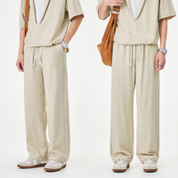 Pantalon de sport décontracté pour homme de haute qualité, été, polyvalent, coupe droite ample, taille élastique avec cordon de serrage, broderie de patch