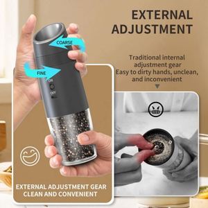 New Gravity Rechargeable 135ml Electric Plastic ABS Salt and <b>Pepper</b> <b>Grinder</b> Set Hand Wash Only Box USB <b>Grinder</b> with LED - Product Image 4