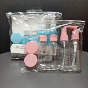 Juego de Botellas de Plástico PET Transparente con Pulverizador, para Lociones y Cremas, Envases Cosméticos Redondos, Set de Viaje - Product Image 3